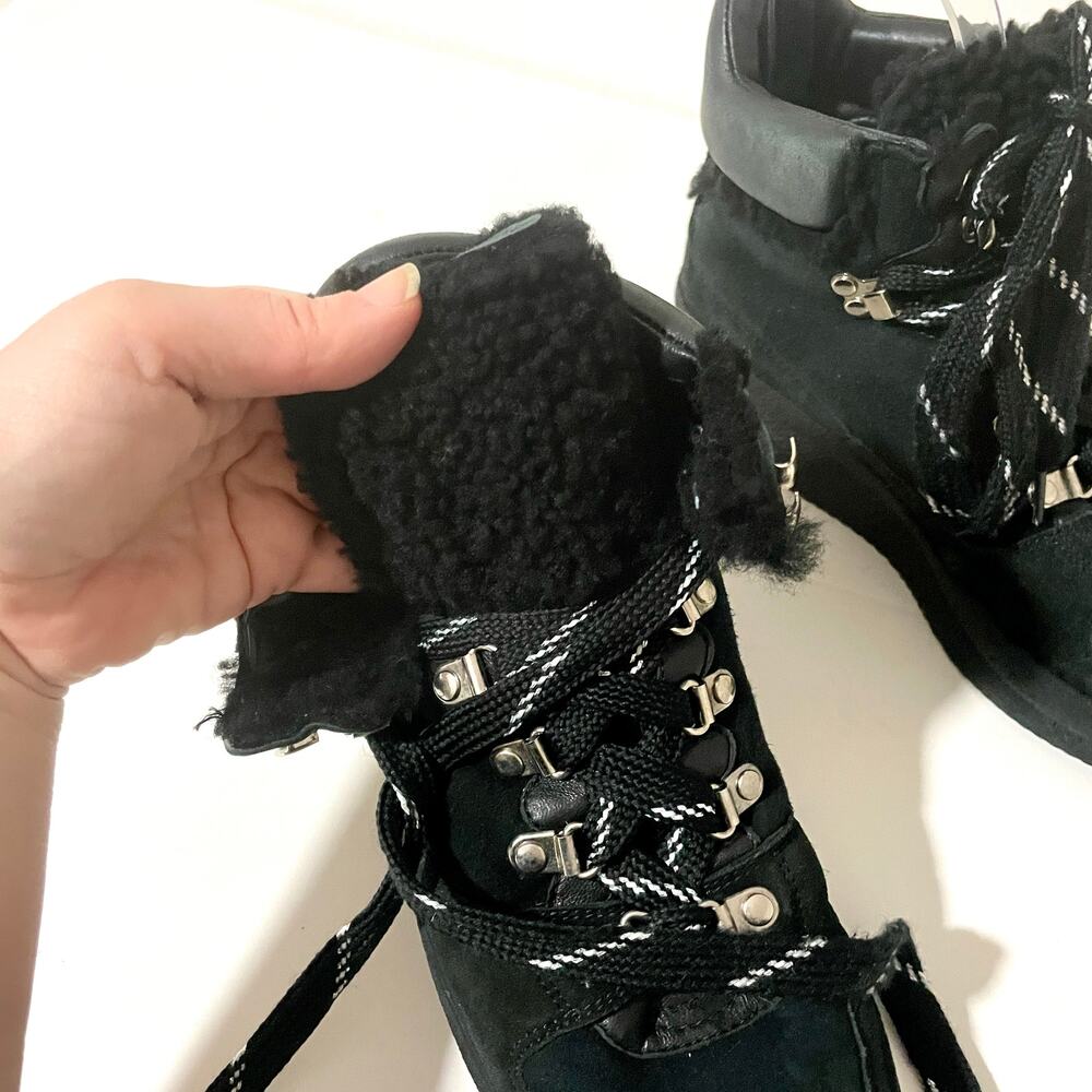 Isabel Marant Outdoor Sherpa Black Boots Hiking Winter Brendta Suede Lug Sole 38 - Picture 14 of 15